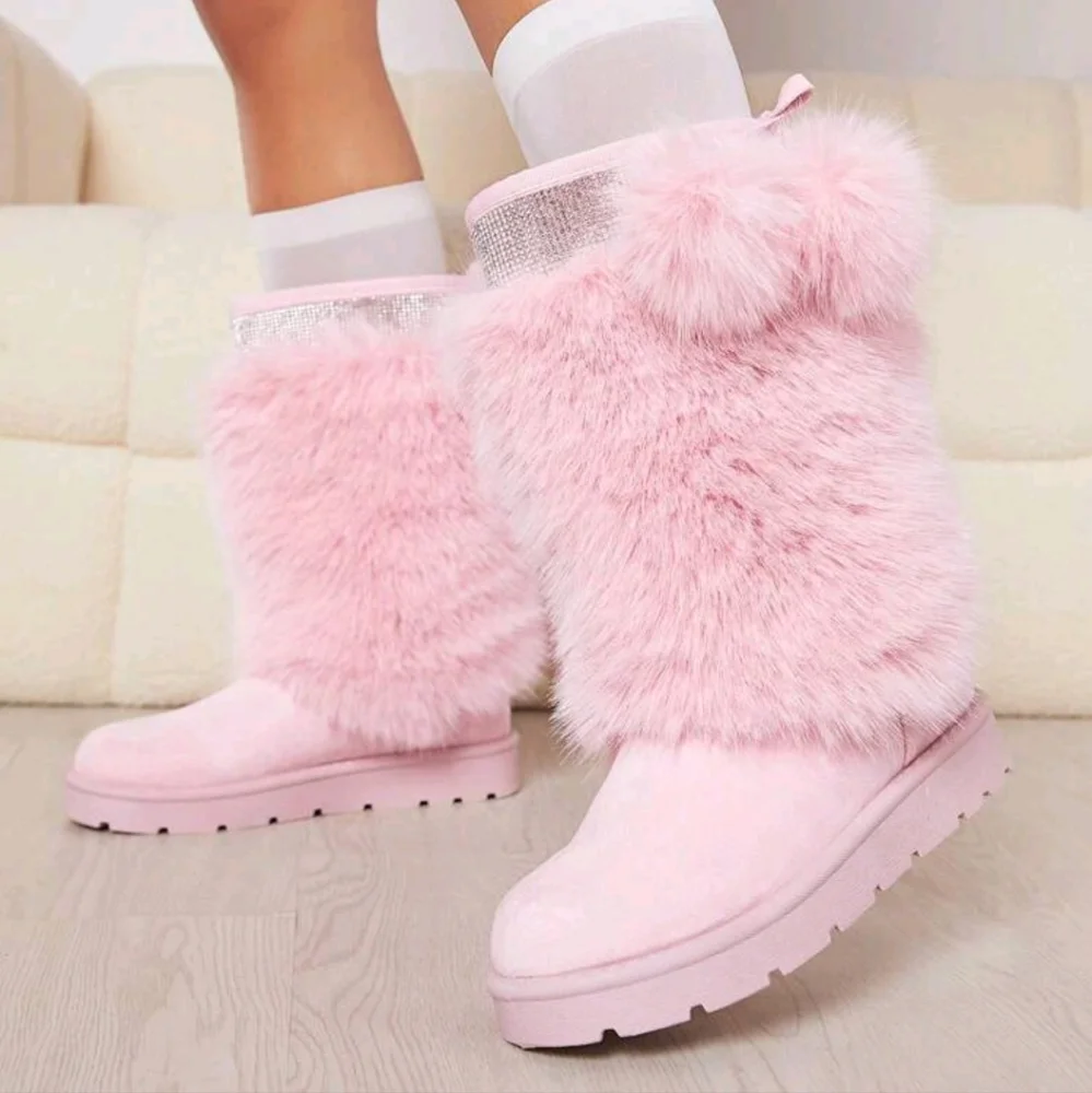 Fuzzy Slip On Boots New Year Holiday - Picture 3 of 4